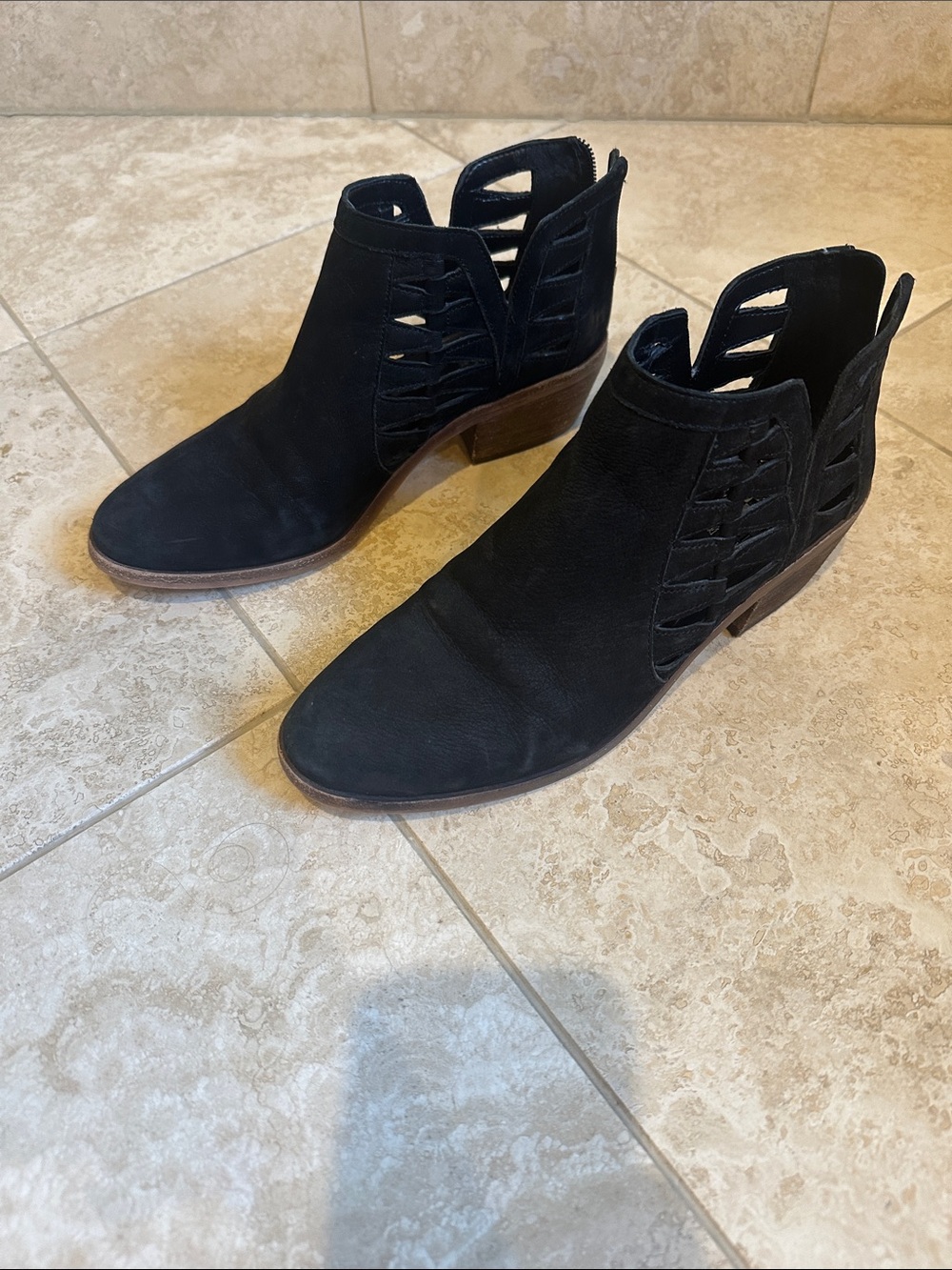 Vince Camuto Black Cutout Suede Ankle Booties